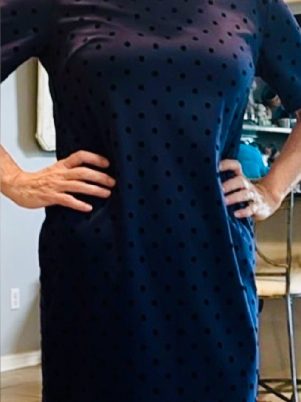 Old Navy Blue Sheath Dress 3/4 Sleeve Crew Neck - Picture 7 of 7